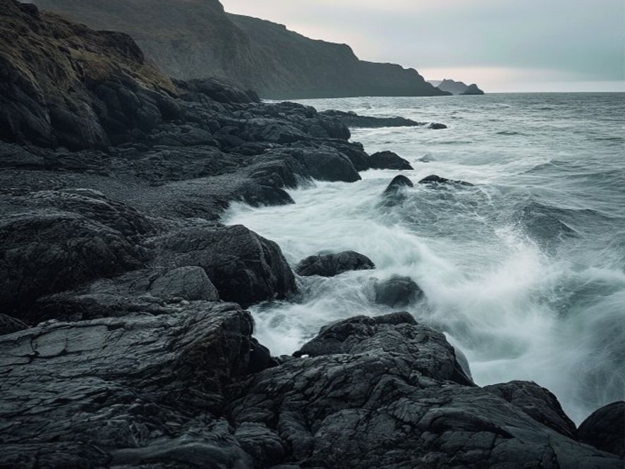 Rocky coastal path overlooking the Tasman Sea